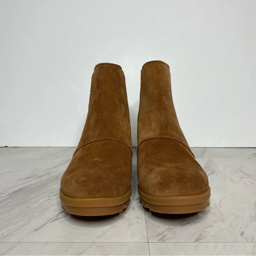 New! Sorel Joan Of Arctic Wedge Chelsea Light Brown Suede Bootie 10 1/2